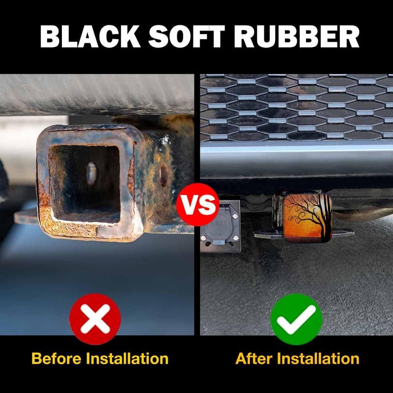 Beabes Trailer Hitch Cover 2 Inch Tree Sunset, Abstract Tree Painting Heavy-Duty Tow Rear Receivers Plug Covers, Golden Orange Sunset 2" Rubber Towing Hitch Cover for Trucks Cars SUVs Sedans - Image 5